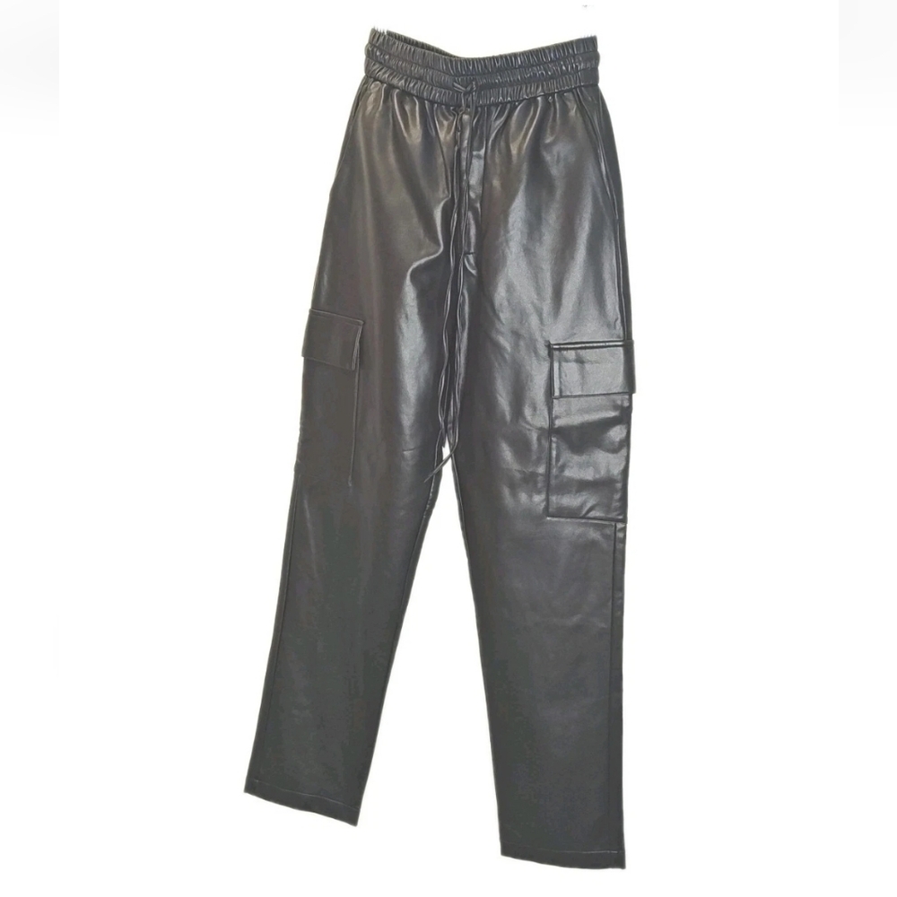 Atoir Cargo Carli Pants Sm/4 Black Fleece Lined Matrix Wet Look Vegan Leather